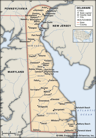 Map of Delaware, U.S.