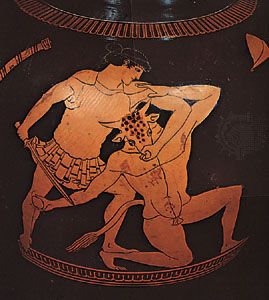 Theseus kills the Minotaur