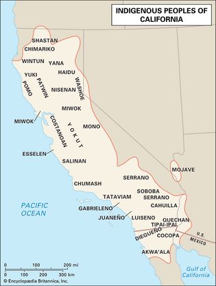 Distribution of Indigenous peoples of California