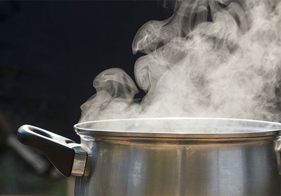 boiling water: steam