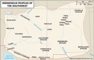 Distribution of the Indigenous peoples of the American Southwest
