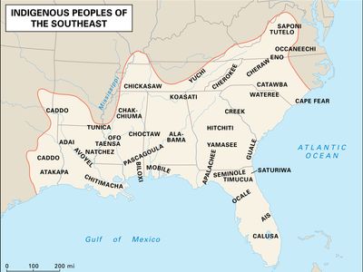 Distribution of Indigenous peoples of the American Southeast