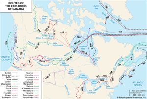Colonial exploration routes in Canada