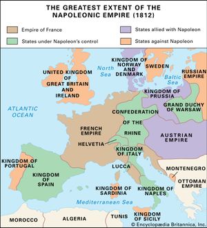 Greatest extent of Napoleon I's empire, 1812