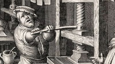 See a working model of an early hand printing press