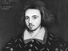 Detail of a portrait thought to be of Christopher Marlowe, dated 1585, artist unknown; in the collection of Corpus Christi College, Cambridge
