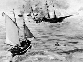 CSS Alabama and USS Kearsarge in battle