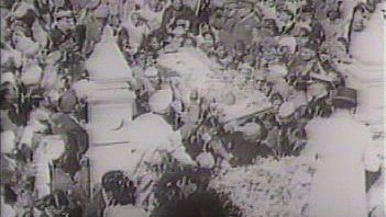 Watch the funeral procession for Mahatma Gandhi, February 2, 1948