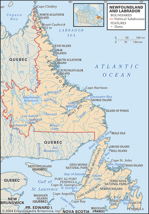 Physical features of Newfoundland and Labrador